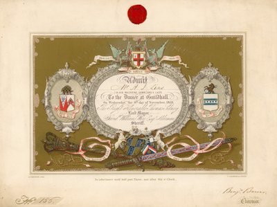 Invitation to a Banquet at the Guildhall, London, on 9 November 1853 by English School