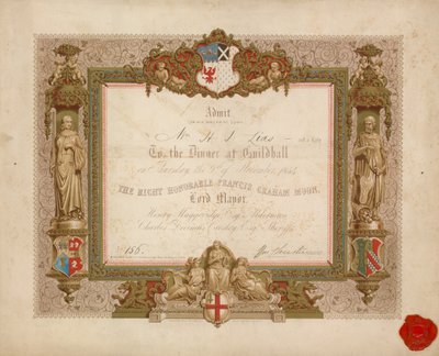 Invitation to a Banquet at the Guildhall, London, on 9 November 1854 by English School
