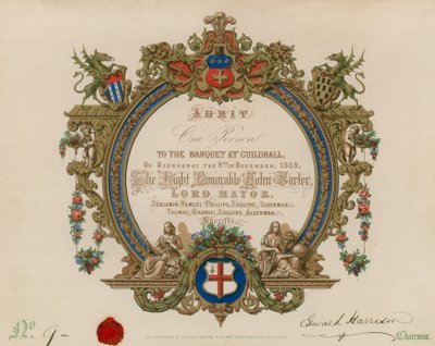 Invitation to a Banquet at the Guildhall, London, on 9 November 1859 by English School