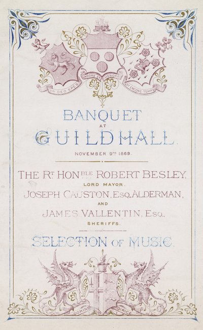 Invitation to a Banquet at the Guildhall, London, on 9 November 1869 by English School