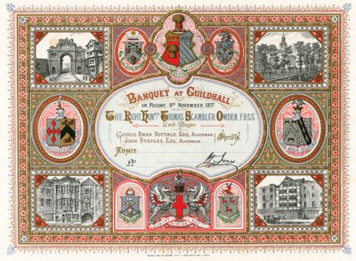 Invitation to a Banquet at the Guildhall, London, on 9 November 1877 by English School