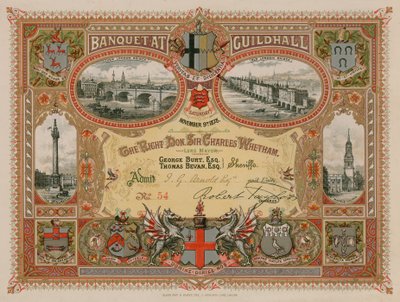 Invitation to a Banquet at the Guildhall, London, on 9 November 1878 by English School