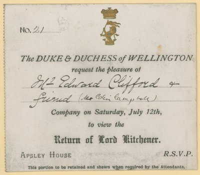 Invitation to View the Return of Lord Kitchener by English School