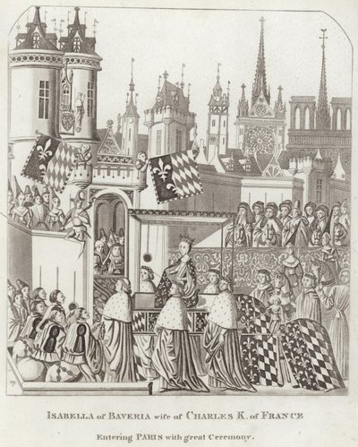 Isabella of Bavaria, Wife of Charles King of France entering Paris with Great Ceremony by English School