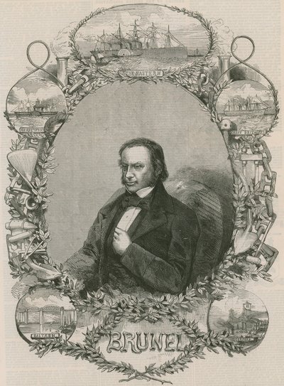 Isambard Kingdom Brunel Surrounded by Some of His Achievements by English School