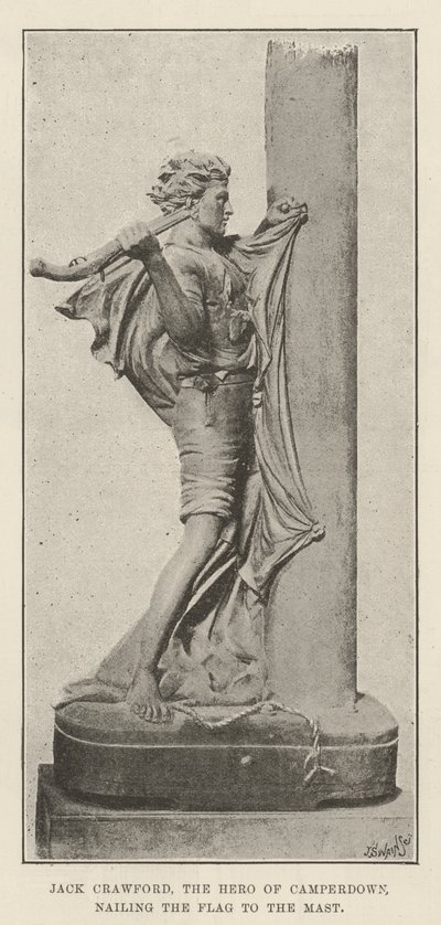Jack Crawford, the Hero of Camperdown, Nailing the Flag to the Mast by English School