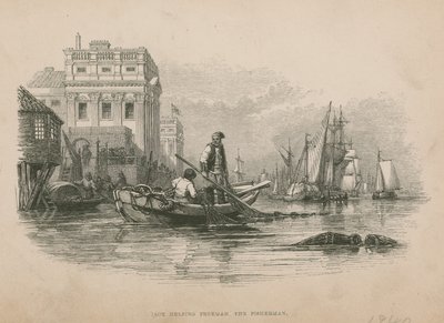 Jack Helping Freeman the Fisherman; Illustration from Poor Jack by Frederick Marryat by English School