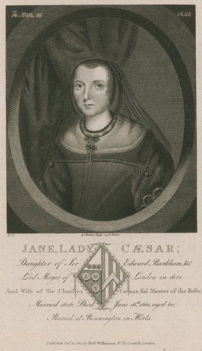 Jane, Lady Caesar, Daughter of Sir Edward Barkham by English School