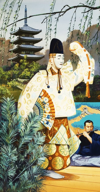 Japanese Noh dancers by English School