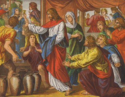 Jesus Christ and the Wedding at Cana by English School