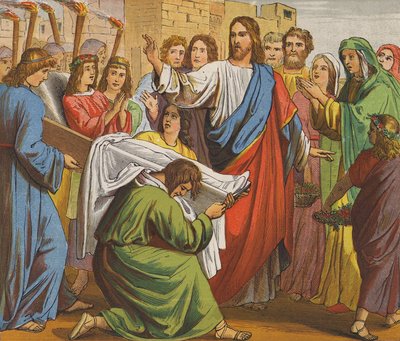 Jesus Christ raising the son of the widow of Nain by English School