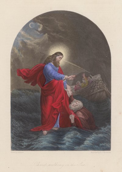 Jesus Christ Walking on the Sea of Galilee by English School