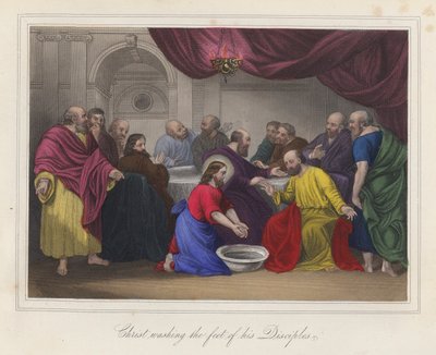 Jesus Christ washing the feet of his disciples by English School