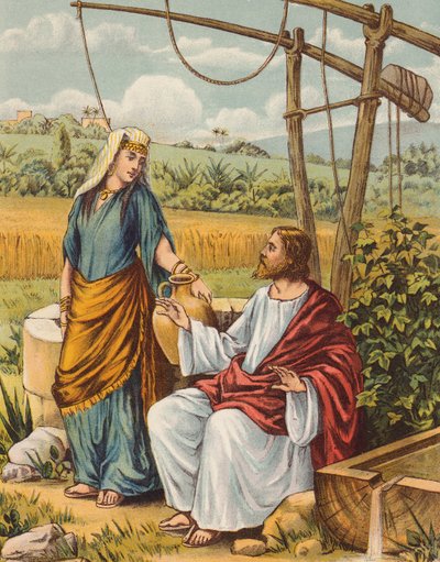 Jesus talking with the Woman of Samaria by English School