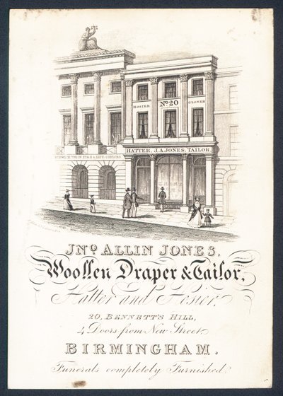 John Allin Jones, woollen draper and tailor, hatter and hosier by English School