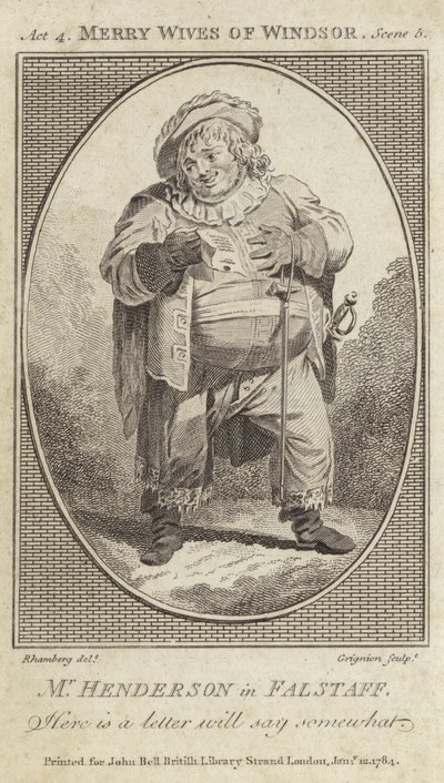 John Henderson as Falstaff in The Merry Wives of Windsor by English School