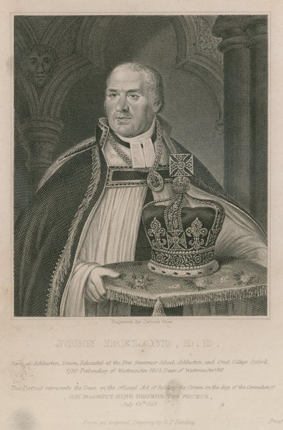 John Ireland, who held the crown at the Coronation of King George IV by English School