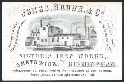 Jones, Brown & Co, Victoria Iron Works, Trade Card by English School