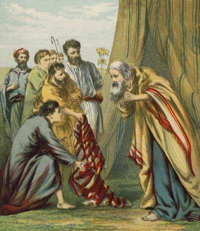 Joseph Receives the Coat of Many Colours from His Father by English School