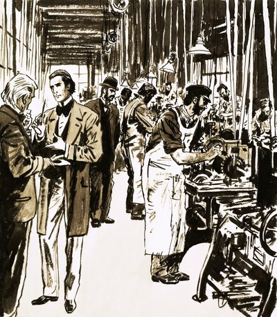 Josiah Mason and his factory making pen nibs by English School