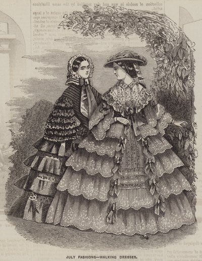 July Fashions, Walking Dresses by English School