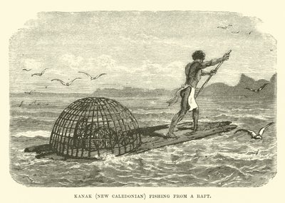Kanak, New Caledonian Fishing from a Raft by English School