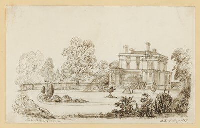 Kensington Palace Gardens; dated 27 August 1857 by English School