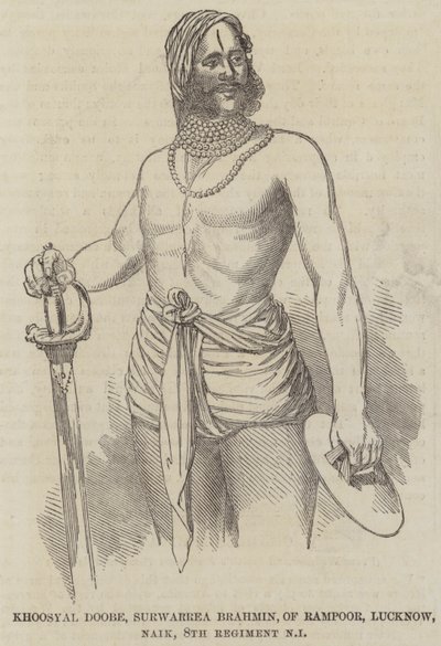 Khoosyal Doobe, Surwarrea Brahmin, of Rampoor, Lucknow, Naik, 8th Regiment Native Infantry by English School