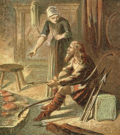 King Alfred and the Cakes by English School