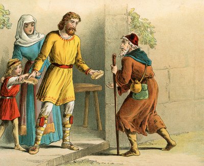 King Alfred and the Beggar by English School