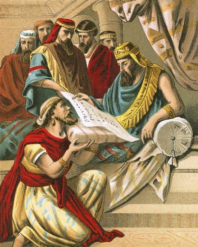 King Darius Signs the Writing and the Decree by English School