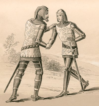 King Edward III greeting his son, the Black Prince, after the battle of Crecy by English School
