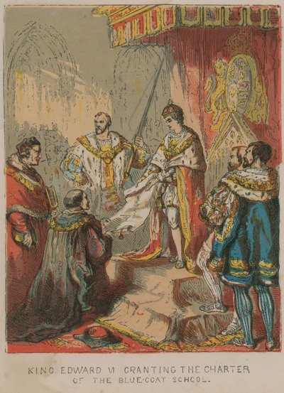 King Edward VI Granting the Charter of the Bluecoat School by English School