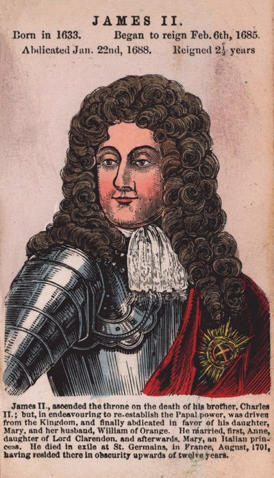 King James II (coloured engraving) by English School