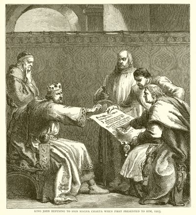 King John refusing to Sign Magna Carta when First Presented to him, 1215 by English School