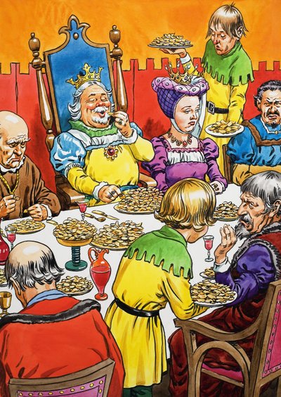 King and Queen at Unusual Dinner by English School