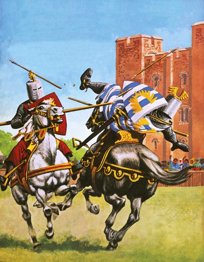 Knights jousting by English School