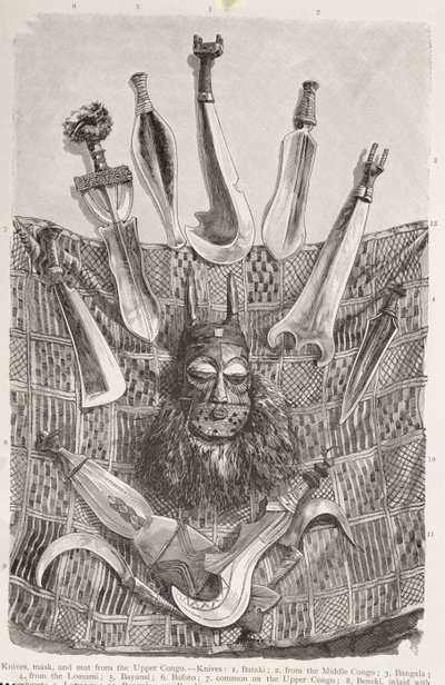 Knives, mask and mat from Upper Congo, from 