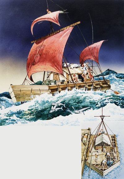 Kon-Tiki on Its Epic Voyage by English School