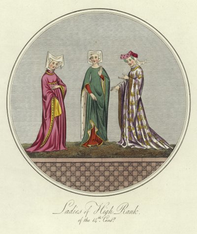 Ladies of high rank of the 14th Century by English School