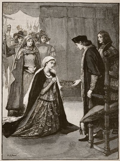 Lady Catherine Gordon Before Henry VII, Illustration from Cassell