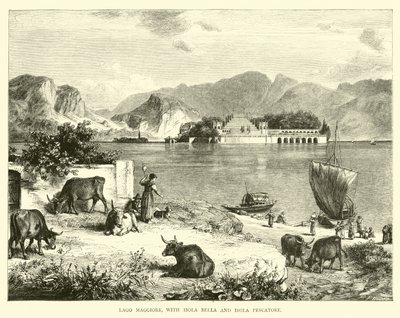 Lago Maggiore, with Isola Bella and Isola Pescatore by English School