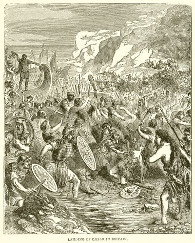 Landing of Caesar in Britain by English School