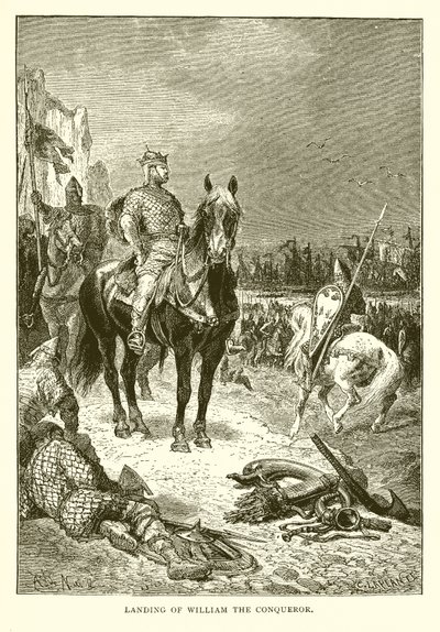 Landing of William the Conqueror by English School