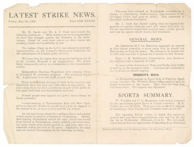 Latest Strike News, 7 May 1926 by English School