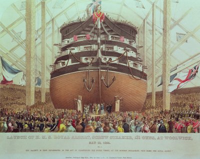 Launch of H.M.S. Royal Albert, Screw Steamer, 131 Guns, at Woolwich, May 13th 1854 by English School