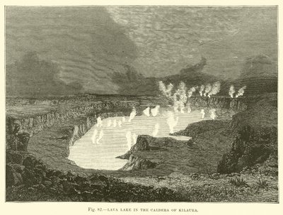Lava lake in the Caldera of Kilauea by English School