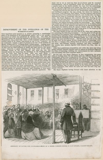 Laying the Foundation Stone of a Model Lodging House in New Street, Golden Square by English School