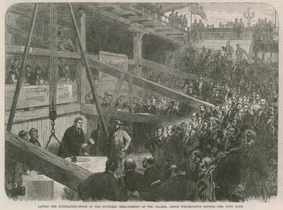 Laying the foundation stone of the southern Embankment of the Thames by English School