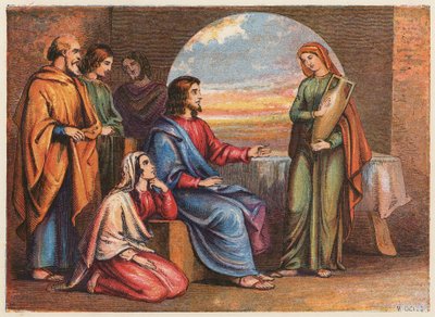 Lazarus and his sisters by English School